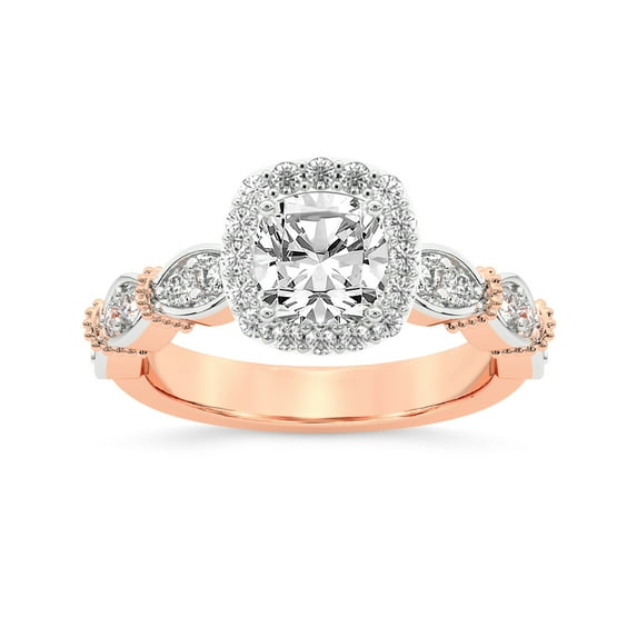 IGI Certified 4 Carat Cushion Shape Lab Grown Diamond Engagement Ring | 14K Rose Gold | Micaela Halo Diamond Ring | FG-VS1-VS2 Quality Friendly Diamonds