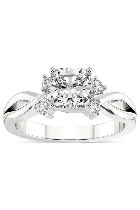 IGI Certified 4 Carat Cushion Shape Lab Grown Diamond Engagement Ring | 14K White Gold |Twisted Blossom Diamond Ring | FG-VS1-VS2 Quality Friendly Diamonds