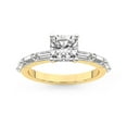 thumbnail image 1 of IGI Certified 4 Carat Cushion Shape Lab Grown Diamond Engagement Ring | 14K Yellow Gold | Kimberly Baguette Side Stone Diamond Ring | FG-VS1-VS2 Quality Friendly Diamonds, 1 of 6