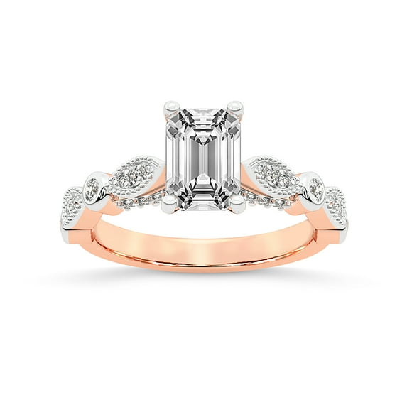 IGI Certified 4 Carat Emerald Shape Lab Grown Diamond Engagement Ring | 14K Rose Gold | Larisa Side Stone Diamond Ring | FG-VS1-VS2 Quality Friendly Diamonds