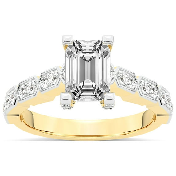 IGI Certified 4 Carat Emerald Shape Lab Grown Diamond Engagement Ring | 14K White Gold | Calista Side Stone Lab Diamond Ring | FG-VS1-VS2 Quality Friendly Diamonds