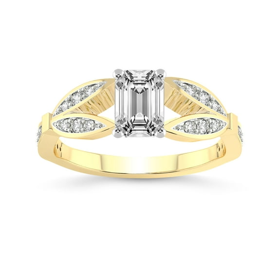 IGI Certified 4 Carat Emerald Shape Lab Grown Diamond Engagement Ring | 14K Yellow Gold | Nova Split Shank Vintage Diamond Ring | FG-VS Quality Friendly Diamonds