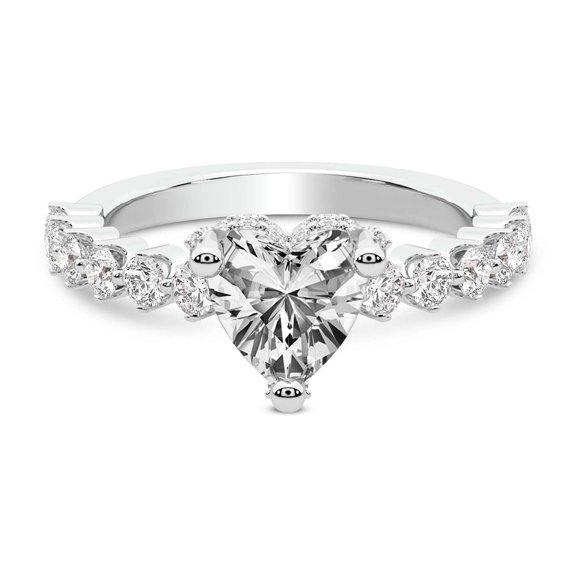 IGI Certified 4 Carat Heart Shape Lab Grown Diamond Engagement Ring | 14K White Gold | Caitronia Floating Side Stones Diamond Ring | FG-VS1-VS2 Quality Friendly Diamonds