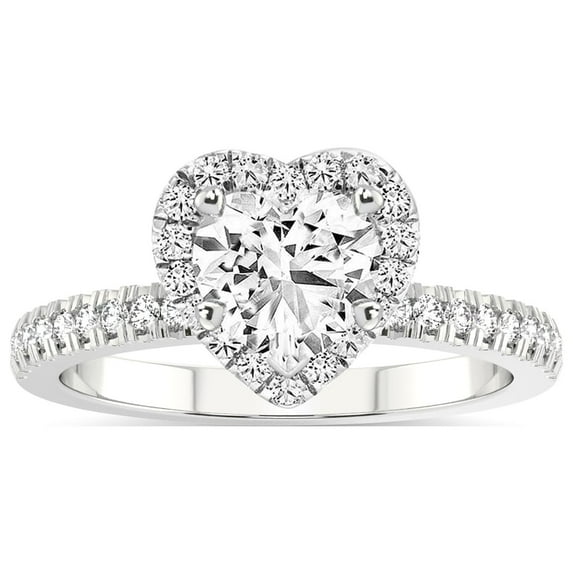 IGI Certified 4 Carat Heart Shape Lab Grown Diamond Engagement Ring | 14K White Gold |Elle Classic Halo Diamond Ring | FG-VS1-VS2 Quality Friendly Diamonds