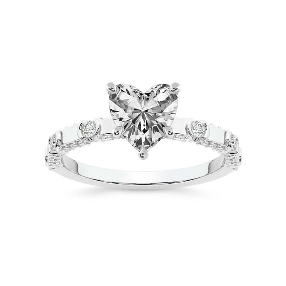 IGI Certified 4 Carat Heart Shape Lab Grown Diamond Engagement Ring | 14K White Gold | Majestic Love Diamond Accent Ring | FG-VS1-VS2 Quality Friendly Diamonds