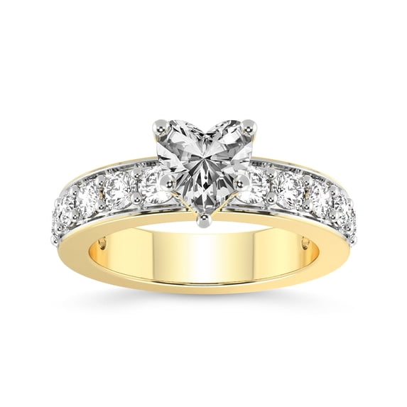 IGI Certified 4 Carat Heart Shape Lab Grown Diamond Engagement Ring | 14K Yellow Gold | Adele Side Stone Lab Diamond Ring | FG-VS1-VS2 Quality Friendly Diamonds