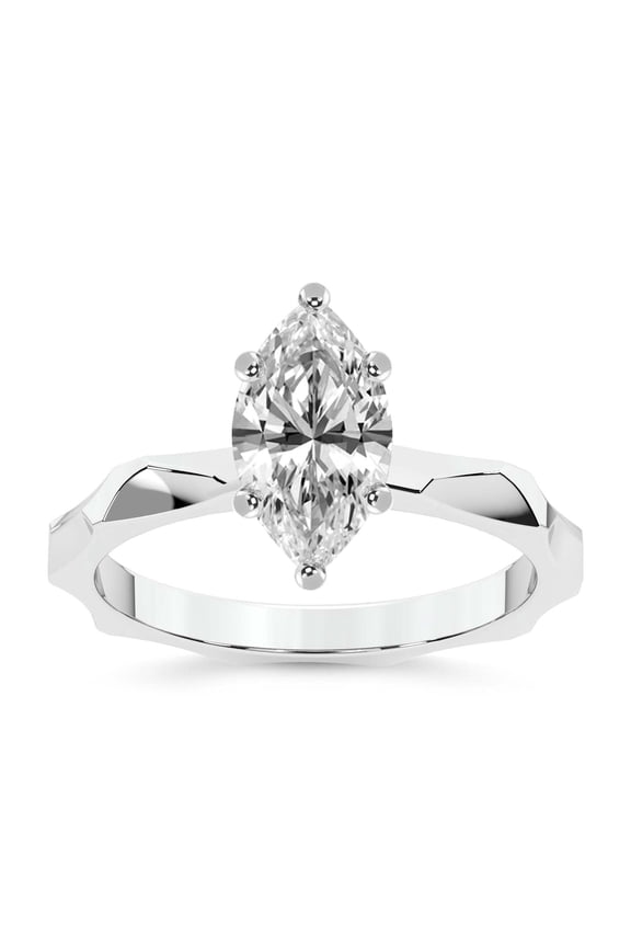 IGI Certified 4 Carat Marquise Shape Lab Grown Diamond Engagement Ring | 14K White Gold | Magnolia Texture Solitaire Diamond Ring | FG-VS1-VS2 Quality Friendly Diamonds