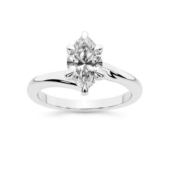 IGI Certified 4 Carat Marquise Shape Lab Grown Diamond Engagement Ring | 14K White Gold | Seraphina Twist Prongs Solitaire Diamond Ring | FG-VS1-VS2 Quality Friendly Diamonds