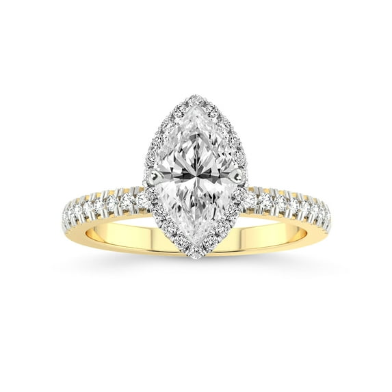 IGI Certified 4 Carat Marquise Shape Lab Grown Diamond Engagement Ring | 14K Yellow Gold |Elle Classic Halo Diamond Ring | FG-VS1-VS2 Quality Friendly Diamonds