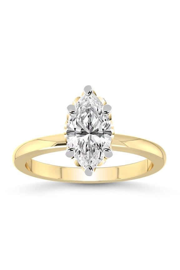 IGI Certified 4 Carat Marquise Shape Lab Grown Diamond Engagement Ring | 14K Yellow Gold | Malissa Solitaire Diamond Ring | FG-VS1-VS2 Quality Friendly Diamonds