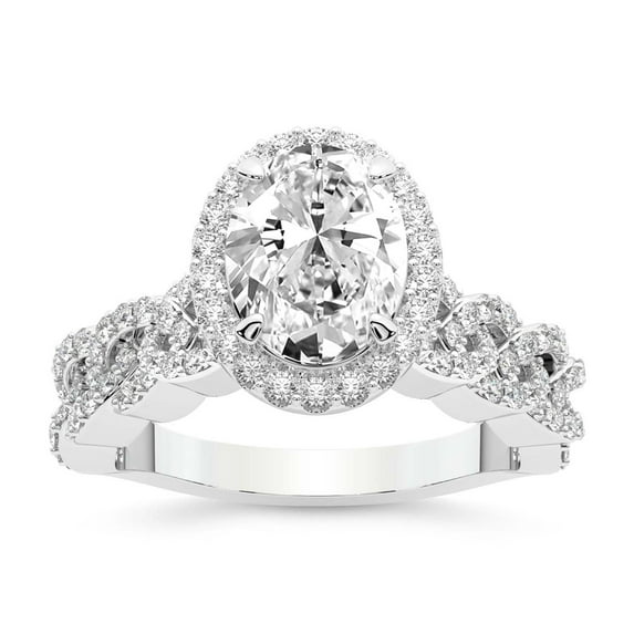 IGI Certified 4 Carat Oval Shape Lab Grown Diamond Engagement Ring | 14K White Gold | Imperiella Halo Celtic Knot Diamond Ring | FG-VS1-VS2 Quality Friendly Diamonds