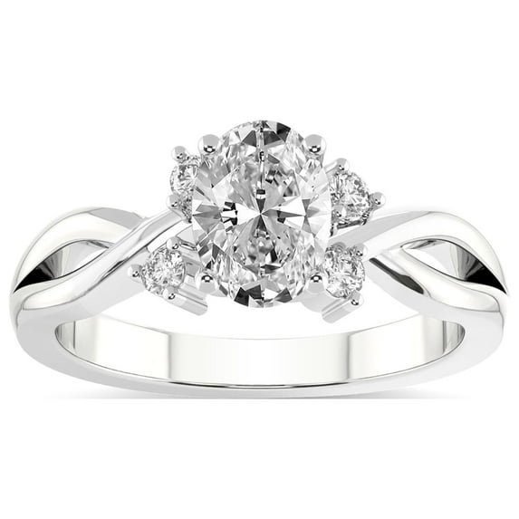 IGI Certified 4 Carat Oval Shape Lab Grown Diamond Engagement Ring | 14K White Gold |Twisted Blossom Diamond Ring | FG-VS1-VS2 Quality Friendly Diamonds