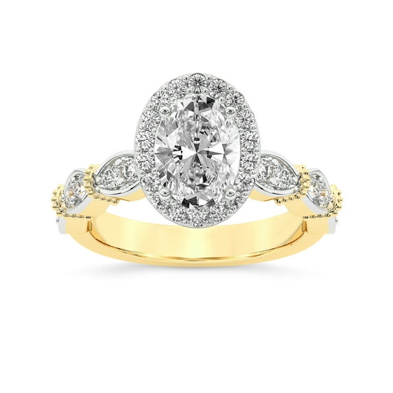 IGI Certified 4 Carat Oval Shape Lab Grown Diamond Engagement Ring | 14K Yellow Gold | Micaela Halo Diamond Ring | FG-VS1-VS2 Quality Friendly Diamonds