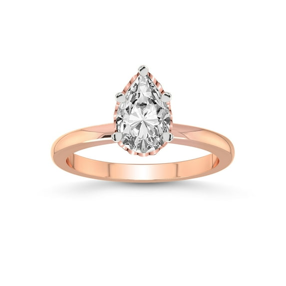 IGI Certified 4 Carat Pear Shape Lab Grown Diamond Engagement Ring | 14K Rose Gold | Malissa Solitaire Diamond Ring | FG-VS1-VS2 Quality Friendly Diamonds