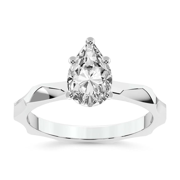 IGI Certified 4 Carat Pear Shape Lab Grown Diamond Engagement Ring | 14K White Gold | Magnolia Texture Solitaire Diamond Ring | FG-VS1-VS2 Quality Friendly Diamonds
