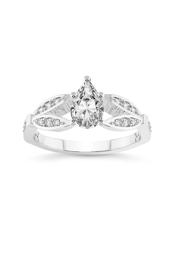 IGI Certified 4 Carat Pear Shape Lab Grown Diamond Engagement Ring | 14K White Gold | Nova Split Shank Vintage Diamond Ring | FG-VS Quality Friendly Diamonds