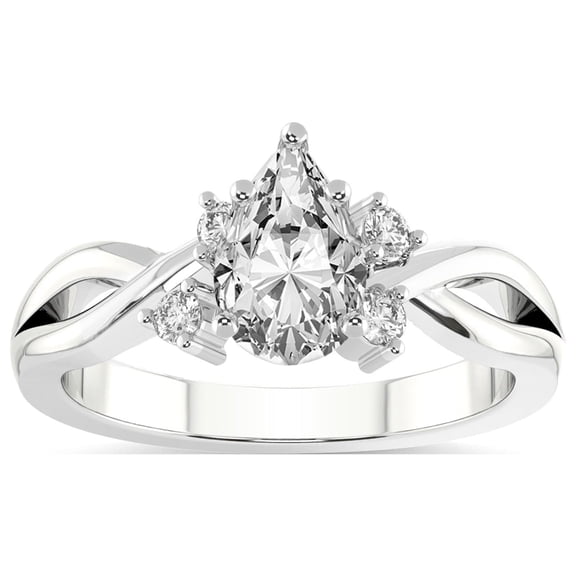 IGI Certified 4 Carat Pear Shape Lab Grown Diamond Engagement Ring | 14K White Gold |Twisted Blossom Diamond Ring | FG-VS1-VS2 Quality Friendly Diamonds