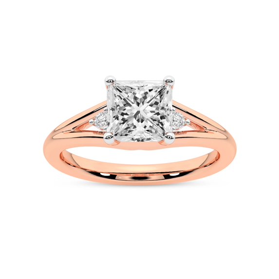 IGI Certified 4 Carat Princess Shape Lab Grown Diamond Engagement Ring | 14K Rose Gold | Erica Swan Split Shank Diamond Ring | FG-VS1-VS2 Quality Friendly Diamonds