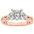 thumbnail image 1 of IGI Certified 4 Carat Princess Shape Lab Grown Diamond Engagement Ring | 14K Rose Gold | Letitia Side Stone Diamond Ring | FG-VS1-VS2 Quality Friendly Diamonds, 1 of 5