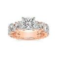 thumbnail image 1 of IGI Certified 4 Carat Princess Shape Lab Grown Diamond Engagement Ring | 14K Rose Gold | Skylar Side Stone Encrusted Diamond Ring | FG-VS Quality Friendly Diamonds, 1 of 6
