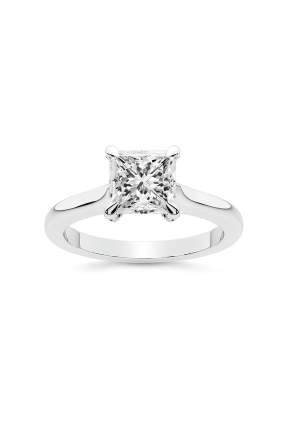 IGI Certified 4 Carat Princess Shape Lab Grown Diamond Engagement Ring | 14K White Gold | Agnes Criss Cross Prong Solitaire Diamond Ring | FG-VS1-VS2 Quality Friendly Diamonds