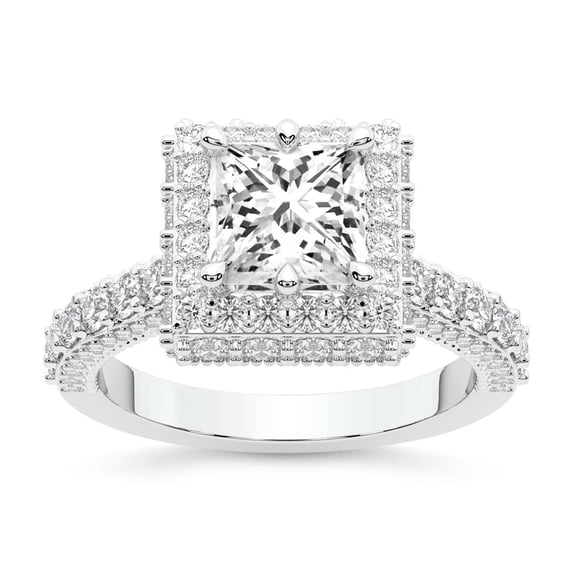 IGI Certified 4 Carat Princess Shape Lab Grown Diamond Engagement Ring | 14K White Gold | Luxoré Vintage Allure Diamond Ring | FG-VS1-VS2 Quality Friendly Diamonds