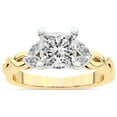 thumbnail image 1 of IGI Certified 4 Carat Princess Shape Lab Grown Diamond Engagement Ring | 14K Yellow Gold | Letitia Side Stone Diamond Ring | FG-VS1-VS2 Quality Friendly Diamonds, 1 of 5