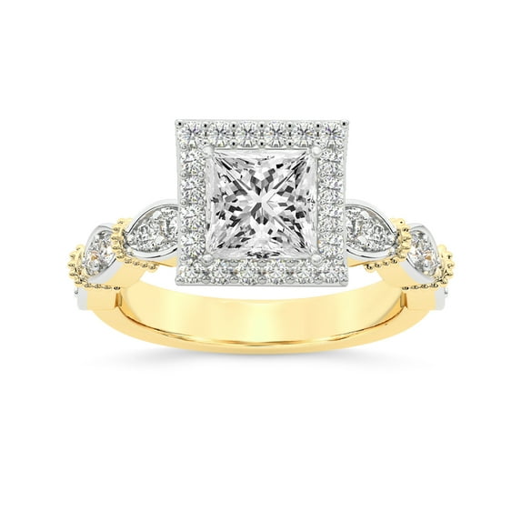 IGI Certified 4 Carat Princess Shape Lab Grown Diamond Engagement Ring | 14K Yellow Gold | Micaela Halo Diamond Ring | FG-VS1-VS2 Quality Friendly Diamonds