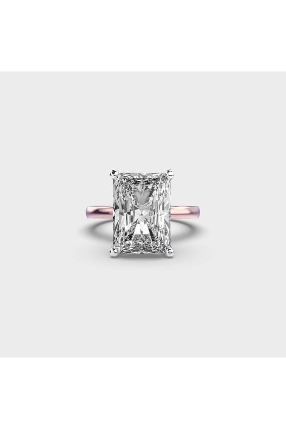 IGI Certified 4 Carat Radiant Cut Lab Grown Diamond Bridal Ring for Women in 10K Rose Gold |Beautiful Solitaire Diamond Wedding Ring | E/VVS2 Size 3.5 Diamond-Capitals