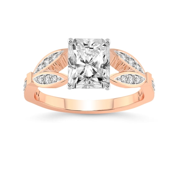IGI Certified 4 Carat Radiant Shape Lab Grown Diamond Engagement Ring | 14K Rose Gold | Nova Split Shank Vintage Diamond Ring | FG-VS Quality Friendly Diamonds