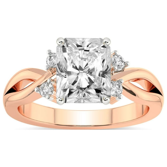 IGI Certified 4 Carat Radiant Shape Lab Grown Diamond Engagement Ring | 14K Rose Gold |Twisted Blossom Diamond Ring | FG-VS1-VS2 Quality Friendly Diamonds