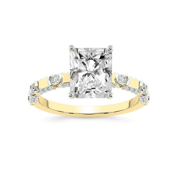 IGI Certified 4 Carat Radiant Shape Lab Grown Diamond Engagement Ring | 14K Yellow Gold | Majestic Love Diamond Accent Ring | FG-VS1-VS2 Quality Friendly Diamonds