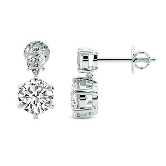 IGI Certified 4 Carat Round Shape Lab Grown Diamond Earrings | 18K White Gold | Sparkling Cascades Dangling Lab Diamond Earrings | Prong Setting | FG-VS1-VS2 Quality Friendly Diamonds