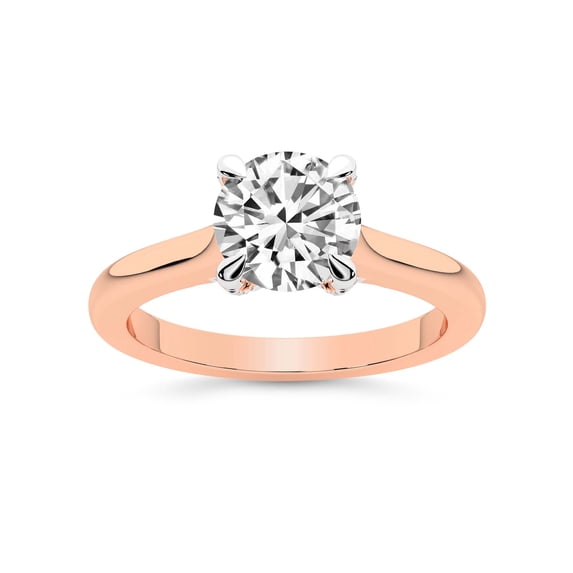 IGI Certified 4 Carat Round Shape Lab Grown Diamond Engagement Ring | 14K Rose Gold | Agnes Criss Cross Prong Solitaire Diamond Ring | FG-VS1-VS2 Quality Friendly Diamonds