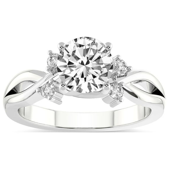 IGI Certified 4 Carat Round Shape Lab Grown Diamond Engagement Ring | 14K White Gold |Twisted Blossom Diamond Ring | FG-VS1-VS2 Quality Friendly Diamonds