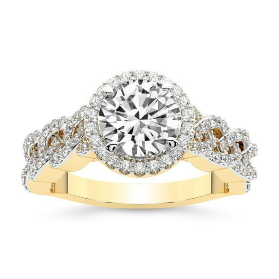 IGI Certified 4 Carat Round Shape Lab Grown Diamond Engagement Ring | 14K Yellow Gold | Imperiella Halo Celtic Knot Diamond Ring | FG-VS1-VS2 Quality Friendly Diamonds