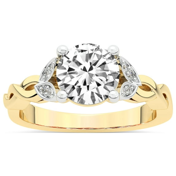 IGI Certified 4 Carat Round Shape Lab Grown Diamond Engagement Ring | 14K Yellow Gold | Letitia Side Stone Diamond Ring | FG-VS1-VS2 Quality Friendly Diamonds
