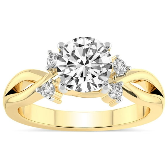 IGI Certified 4 Carat Round Shape Lab Grown Diamond Engagement Ring | 14K Yellow Gold |Twisted Blossom Diamond Ring | FG-VS1-VS2 Quality Friendly Diamonds