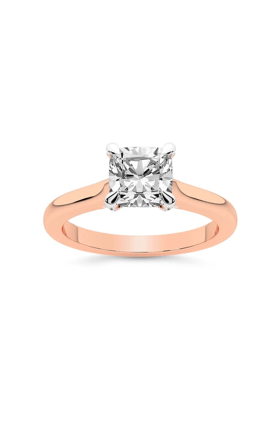 IGI Certified 5 Carat Cushion Shape Lab Grown Diamond Engagement Ring | 14K Rose Gold | Agnes Criss Cross Prong Solitaire Diamond Ring | FG-VS1-VS2 Quality Friendly Diamonds