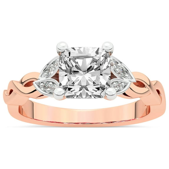 IGI Certified 5 Carat Cushion Shape Lab Grown Diamond Engagement Ring | 14K Rose Gold | Letitia Side Stone Diamond Ring | FG-VS1-VS2 Quality Friendly Diamonds