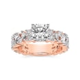 thumbnail image 1 of IGI Certified 5 Carat Cushion Shape Lab Grown Diamond Engagement Ring | 14K Rose Gold | Skylar Side Stone Encrusted Diamond Ring | FG-VS Quality Friendly Diamonds, 1 of 6