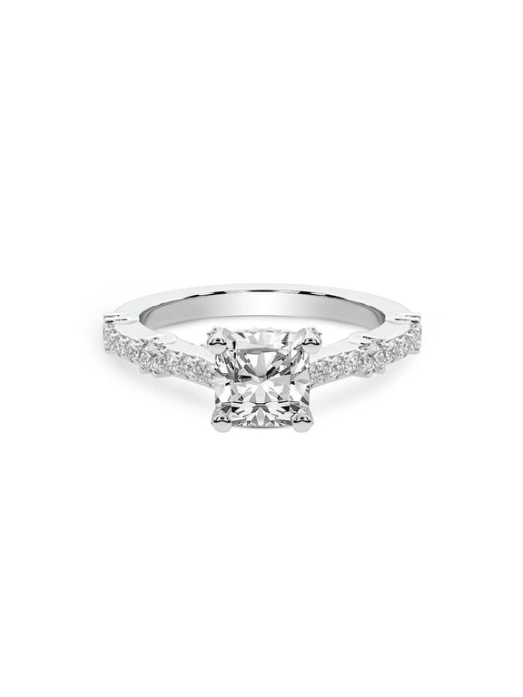 IGI Certified 5 Carat Cushion Shape Lab Grown Diamond Engagement Ring | 14K White Gold | Odyssey Hidden Halo Diamond Ring | FG-VS1-VS2 Quality Friendly Diamonds