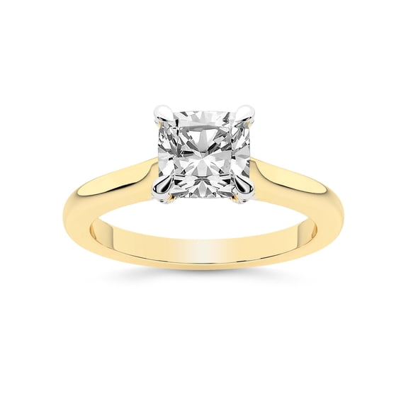 IGI Certified 5 Carat Cushion Shape Lab Grown Diamond Engagement Ring | 14K Yellow Gold | Agnes Criss Cross Prong Solitaire Diamond Ring | FG-VS1-VS2 Quality Friendly Diamonds
