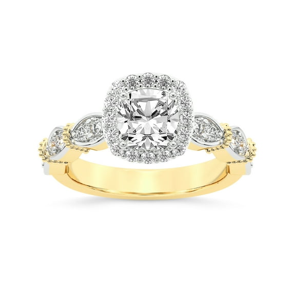 IGI Certified 5 Carat Cushion Shape Lab Grown Diamond Engagement Ring | 14K Yellow Gold | Micaela Halo Diamond Ring | FG-VS1-VS2 Quality Friendly Diamonds