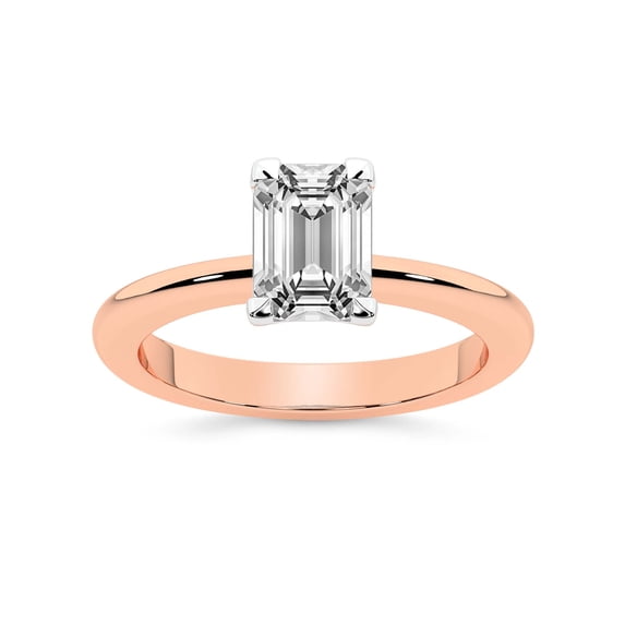 IGI Certified 5 Carat Emerald Shape Lab Grown Diamond Engagement Ring | 14K Rose Gold | Cordelia Knife Edge Solitaire Diamond Ring | FG-VS1-VS2 Quality Friendly Diamonds