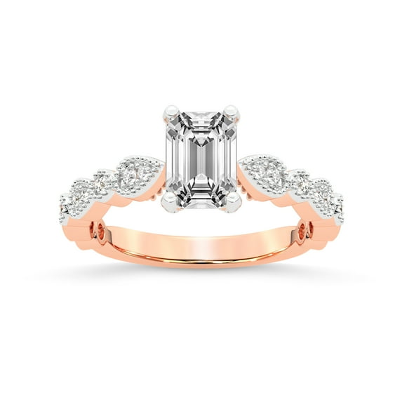 IGI Certified 5 Carat Emerald Shape Lab Grown Diamond Engagement Ring | 14K Rose Gold | Filippa Milgrain Diamond Ring | FG-VS1-VS2 Quality Friendly Diamonds