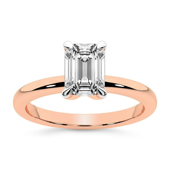 IGI Certified 5 Carat Emerald Shape Lab Grown Diamond Engagement Ring | 14K Rose Gold | Matilda Leaf Petal Solitaire Diamond Ring | FG-VS1-VS2 Quality Friendly Diamonds