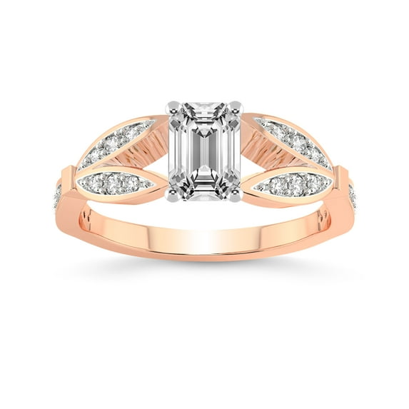 IGI Certified 5 Carat Emerald Shape Lab Grown Diamond Engagement Ring | 14K Rose Gold | Nova Split Shank Vintage Diamond Ring | FG-VS Quality Friendly Diamonds