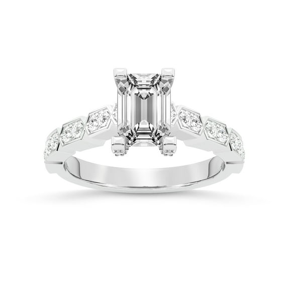 IGI Certified 5 Carat Emerald Shape Lab Grown Diamond Engagement Ring | 14K White Gold | Calista Side Stone Lab Diamond Ring | FG-VS1-VS2 Quality Friendly Diamonds