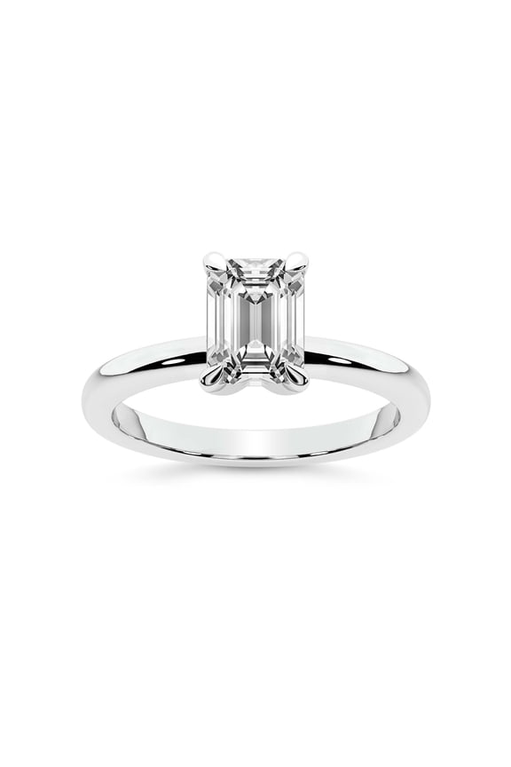 IGI Certified 5 Carat Emerald Shape Lab Grown Diamond Engagement Ring | 14K White Gold | Matilda Leaf Petal Solitaire Diamond Ring | FG-VS1-VS2 Quality Friendly Diamonds